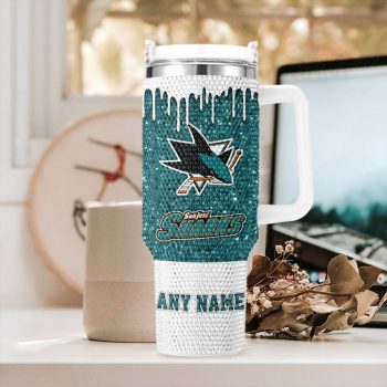 NHL San Jose Sharks Personalized Name Rhinestone Diamond 40oz Tumbler
