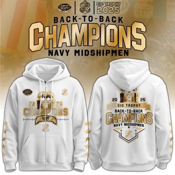 Navy Midshipmen Special Back to Back CIC Trophy Champions 2025 Zip Hoodie BKH1310