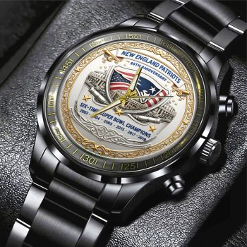 New England Patriots 65th Anniversary 2025 Black Stainless Steel Watch  CHAMP202632