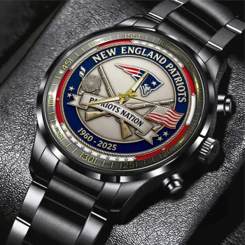 New England Patriots 65th Anniversary 2025 Black Stainless Steel Watch  CHAMP202634