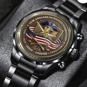 New England Patriots 65th Anniversary 2025 Black Stainless Steel Watch  CHAMP202639