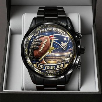 New England Patriots Black Stainless Steel Watch CHAMP202625