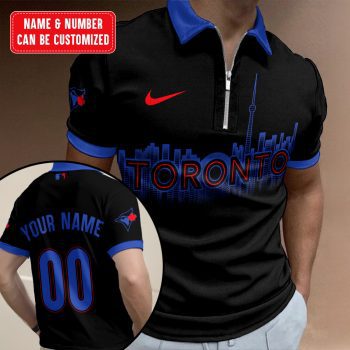 Personalized Toronto Blue Jays Zip Polo Shirt ZPL1026