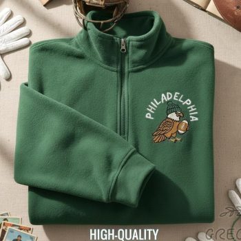 Philadelphia Eagles Football Embroidered Quarter Zip - Philly Bird Fan Game Day Sweatshirt EMB1015
