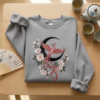 Mythical Bird Floral Crescent Moon Fantasy Gift