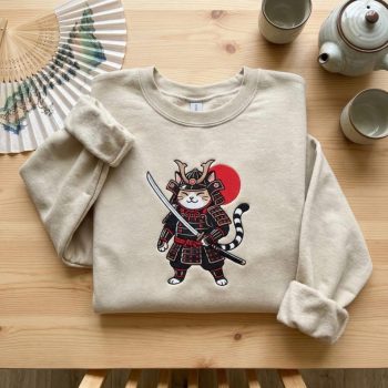 Samurai Cat Embroidered Sweatshirt