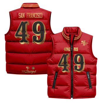 San Francisco 49ers "Rivalries" Puffer Vest - Red Gold / #49 San Francisco