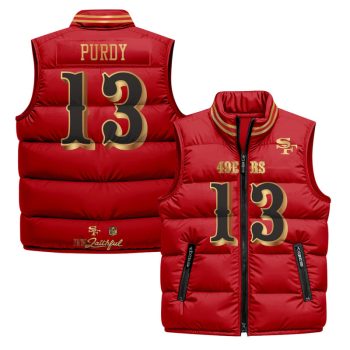 San Francisco 49ers "Rivalries" Puffer Vest - Red Gold / Brock Purdy