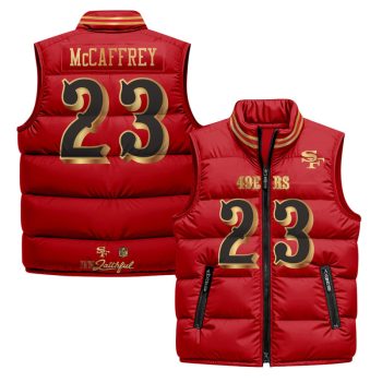 San Francisco 49ers "Rivalries" Puffer Vest - Red Gold / Christian McCaffrey