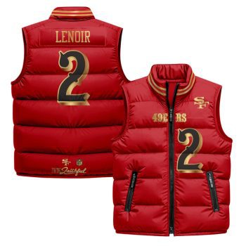 San Francisco 49ers "Rivalries" Puffer Vest - Red Gold / Deommodore Lenoir
