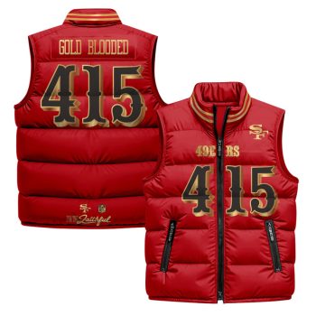 San Francisco 49ers "Rivalries" Puffer Vest - Red Gold / Gold Blooded 415