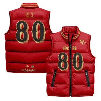 San Francisco 49ers "Rivalries" Puffer Vest - Red Gold / Jerry Rice