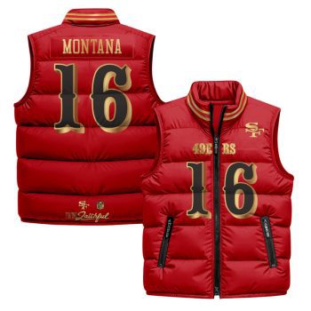San Francisco 49ers "Rivalries" Puffer Vest - Red Gold / Joe Montana