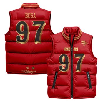 San Francisco 49ers "Rivalries" Puffer Vest - Red Gold / Nick Bosa