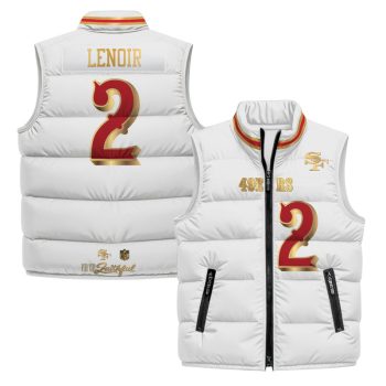 San Francisco 49ers "Rivalries" Puffer Vest - White Gold / Deommodore Lenoir