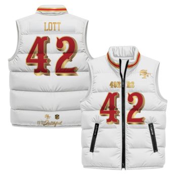 San Francisco 49ers "Rivalries" Puffer Vest - White Gold / Ronnie Lott
