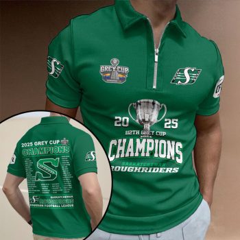 Saskatchewan Roughriders 2025 Grey Cup Champions Zip Polo Shirt ZPL1054