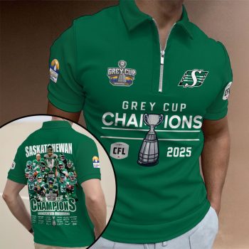 Saskatchewan Roughriders 2025 Grey Cup Champions Zip Polo Shirt ZPL1063