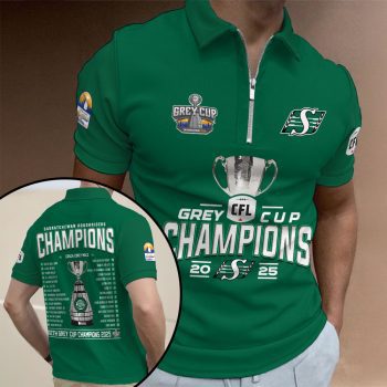 Saskatchewan Roughriders 2025 Grey Cup Champions Zip Polo Shirt ZPL1066
