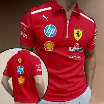 Scuderia Ferrari 2025 Zip Polo Shirt ZPL1009