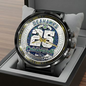 Seattle Seahawks 2025/26 NFC West Champions Black Stainless Steel Watch SPBLX202668