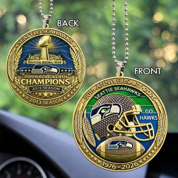 Seattle Seahawks 50th Anniversary Custom shape 2-sided Acrylic Car Ornament SPBLX202698