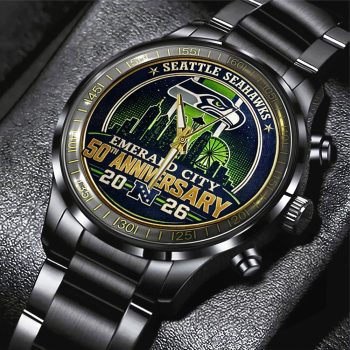 Seattle Seahawks Black Stainless Steel Watch SPBLX202690