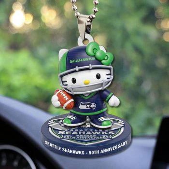 Seattle Seahawks x Hello Kitty Custom shape 2-sided Acrylic Car Ornament SPBLX202685