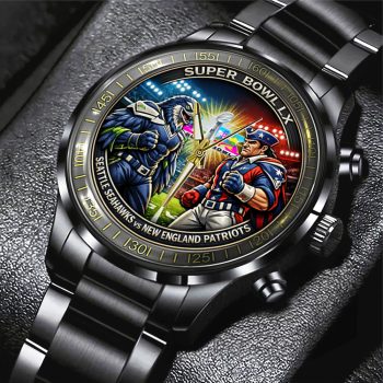 Seattle Seahawks x New England Patriots Super Bowl LX 2025/26 Black Stainless Steel Watch SPBLX202620
