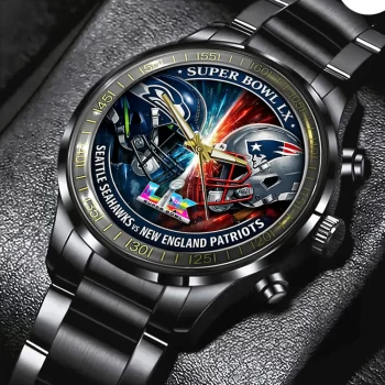 Seattle Seahawks x New England Patriots Super Bowl LX 2025/26 Black Stainless Steel Watch SPBLX202625