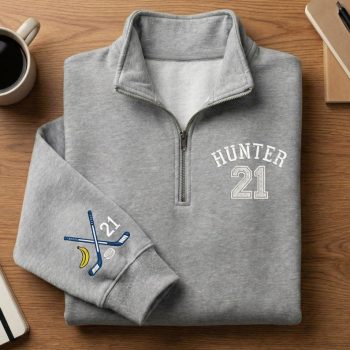 Team Hunter 21 Embroidered Quarter-Zip Sweatshirt Hockey Romance Heated Rivalry Scott Hunter Gift
