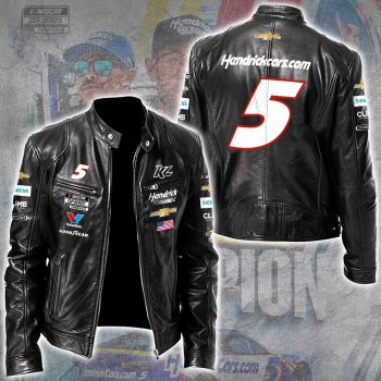 Kyle Larson 2025 NASCAR Cup Series Champion Motorcycle Leather Jacket SNT1257