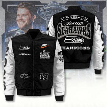Seattle Seahawks 2025 Super Bowl LX Champions 3D Bomber Jacket SNT1209