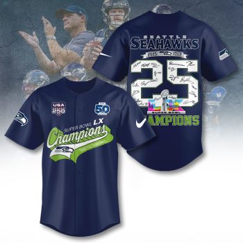 Seattle Seahawks 2025 Super Bowl LX Champions Baseball Jersey SNT1253