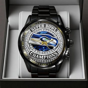 Seattle Seahawks 2025 Super Bowl LX Champions Black Stainless Steel Watch SNT1242