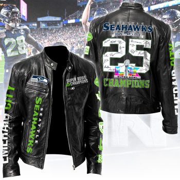 Seattle Seahawks 2025 Super Bowl LX Champions Motorcycle Leather Jacket SNT1225