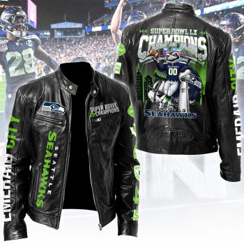 Seattle Seahawks 2025 Super Bowl LX Champions Motorcycle Leather Jacket SNT1227
