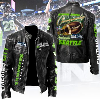 Seattle Seahawks 2025 Super Bowl LX Champions Motorcycle Leather Jacket SNT1230