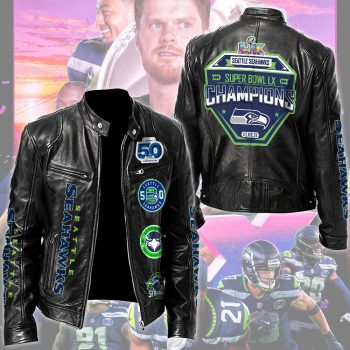 Seattle Seahawks 2025 Super Bowl LX Champions Motorcycle Leather Jacket SNT1309