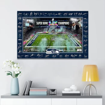 Seattle Seahawks 2025 Super Bowl LX Champions Rectangle Canvas With Inner Frame SNT1236