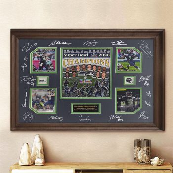 Seattle Seahawks 2025 Super Bowl LX Champions Rectangle Canvas With Inner Frame SNT1280