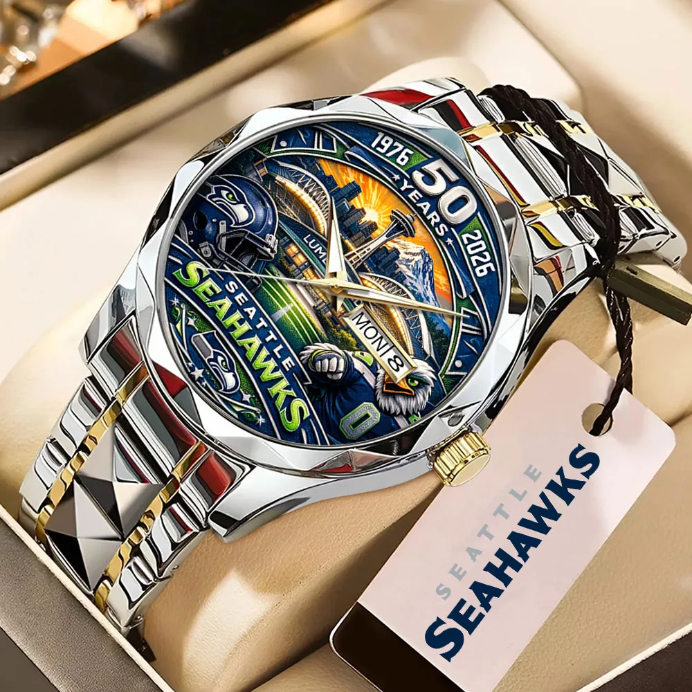 Seattle-Seahawks-50-Years-Alloy-Luxury-Quartz-Watch-SNT1333 Seattle Seahawks 50 Years Alloy Luxury Quartz Watch SNT1333
