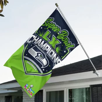 Seattle Seahawks Super Bowl LX Champions 3D Double-side House Flag SNT1050