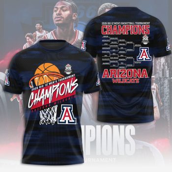 Arizona Wildcats 2026 Big 12 Men's Basketball Tournament Champions Unisex T-Shirt VNZ1079