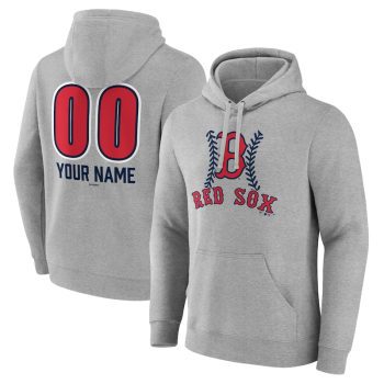 Boston Red Sox Personalized Name & Number Fastball Pullover Hoodie - Gray