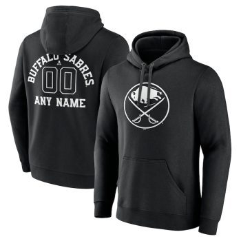 Buffalo Sabres Personalized Name & Number Monochrome Pullover Hoodie - Black