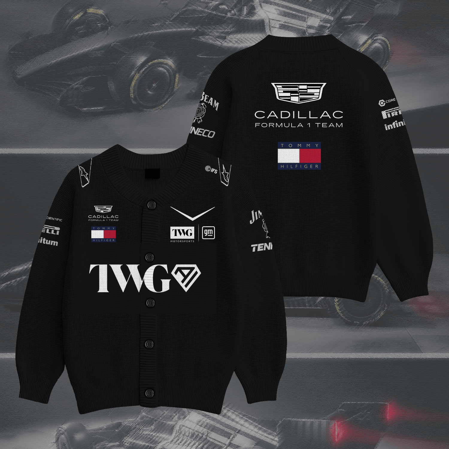 Cadillac-F1-Team-Inspired-Knit-Cardigan Cadillac F1 Team Inspired Knit Cardigan