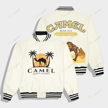 Camel Desert Journey Retro Embroidered Bomber Jacket Casual Varsity Jacket