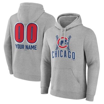 Chicago Cubs Personalized Name & Number Fastball Pullover Hoodie - Gray