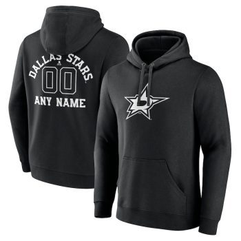 Dallas Stars Personalized Name & Number Monochrome Pullover Hoodie - Black